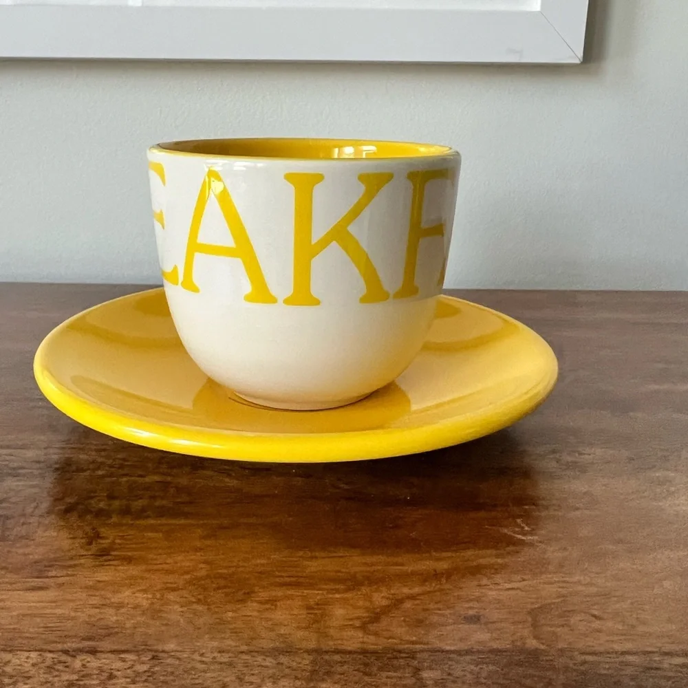 Crate & Barrel Oversized Breakfast Mug and Saucer Set